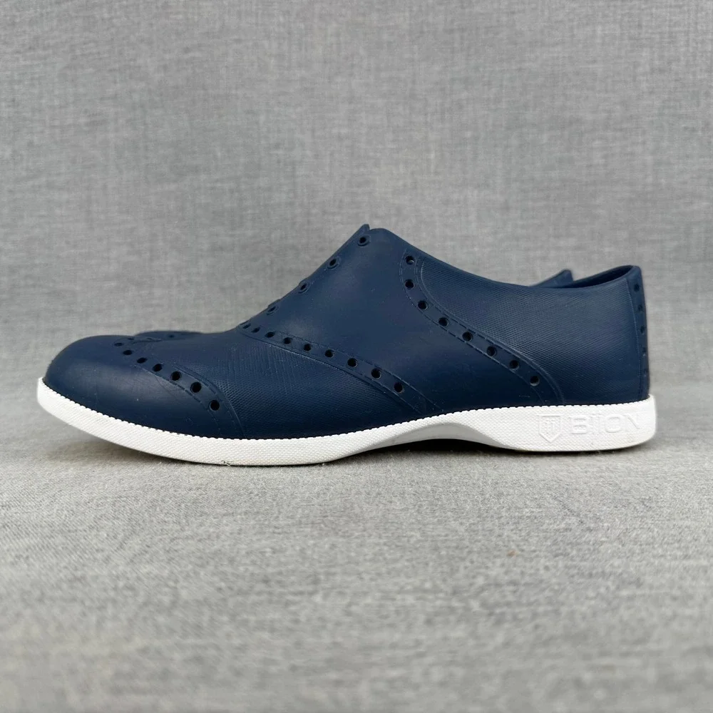 BiiON Oxford Wingtip Golf Shoes Men's Size 10 Navy Blue Spikeless Slip On